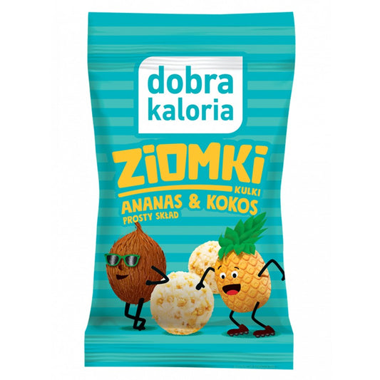 Kulki owocowe ZIOMKI Ananas i Kokos Dobra Kaloria, 24g-0