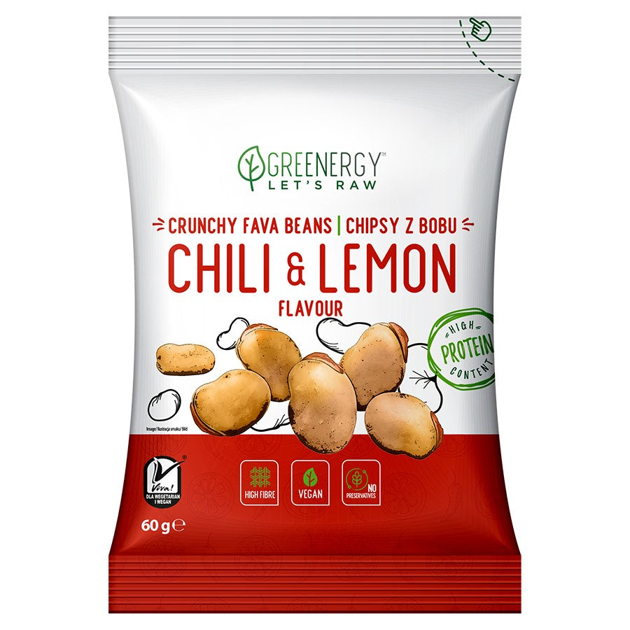 Chipsy z bobu o smaku "Chilli z cytryną" Greenergy 50g-0