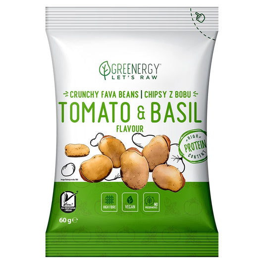 Chipsy z bobu o smaku "Pomidorów z bazylią" Greenergy, 50g-0