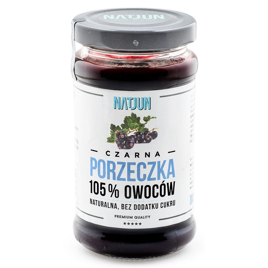 Konfitura czarna porzeczka bez dodatku cukru 105% owoców Natjun, 220g-0