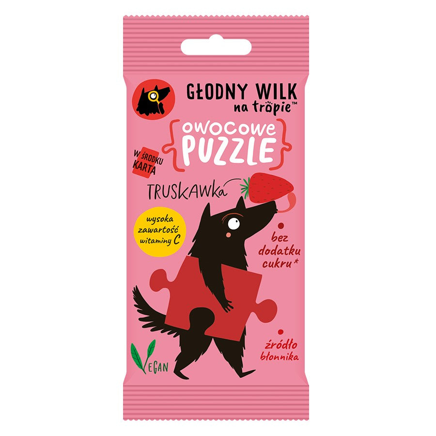 Owocowe puzzle żelki z naturalną witaminą C - truskawka Głodny Wilk 20g-0