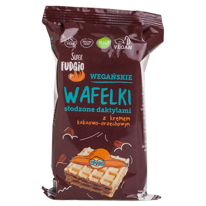 Wafelki słodzone daktylami z kremem kakaowo-orzechowym Super Fudgio BIO 120g-0