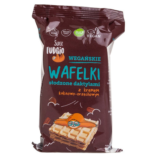 Wafelki słodzone daktylami z kremem kakaowo-orzechowym Super Fudgio BIO 120g-0