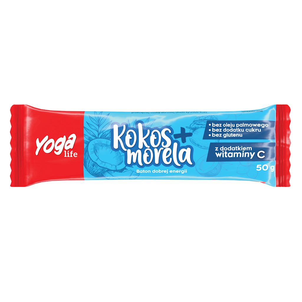 BATON OWOCOWY KOKOSOWY Z MORELĄ 50 g - YOGA LIFE-0