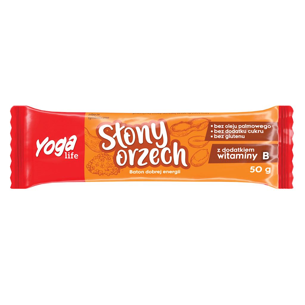 BATON OWOCOWY SŁONY ORZECH Z WITAMINĄ B 50 g - YOGA LIFE-0