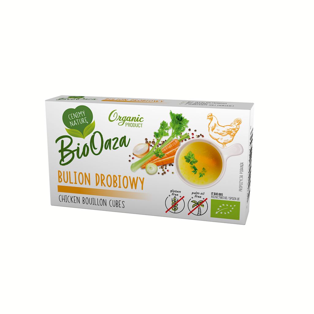 BULION - KOSTKI DROBIOWE BEZ DODATKU CUKRÓW BEZGLUTENOWE BIO (6 x 11 g) 66 g - BIOOAZA-0