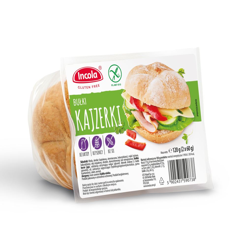 BUŁKI KAJZERKI BEZGLUTENOWE (2 x 60 g) 120 g - INCOLA-0