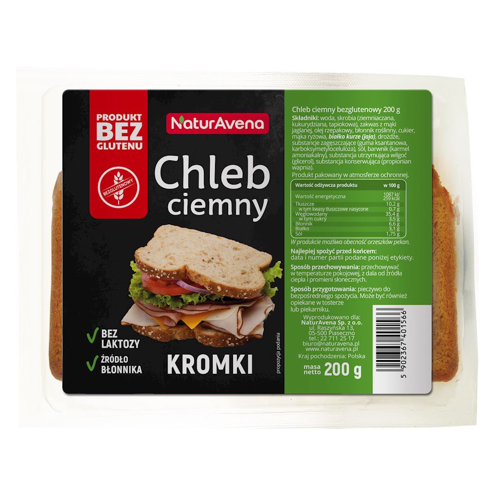 CHLEB CIEMNY NATURALNY BEZGLUTENOWY 200 g - NATURAVENA-0