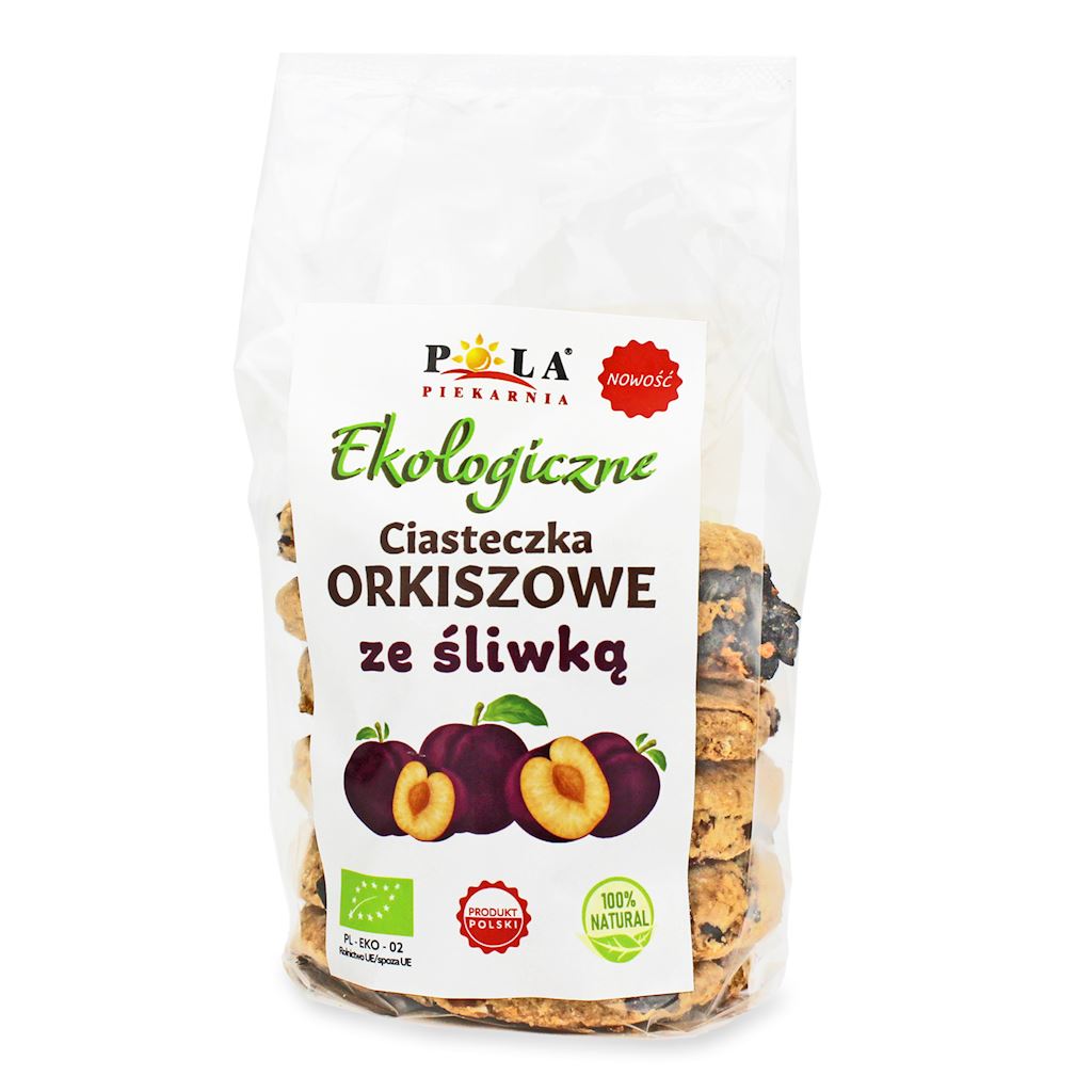 CIASTKA ORKISZOWE ZE ŚLIWKĄ BEZ DODATKU CUKRU BIO 170 g - PIEKARNIA POLA-0