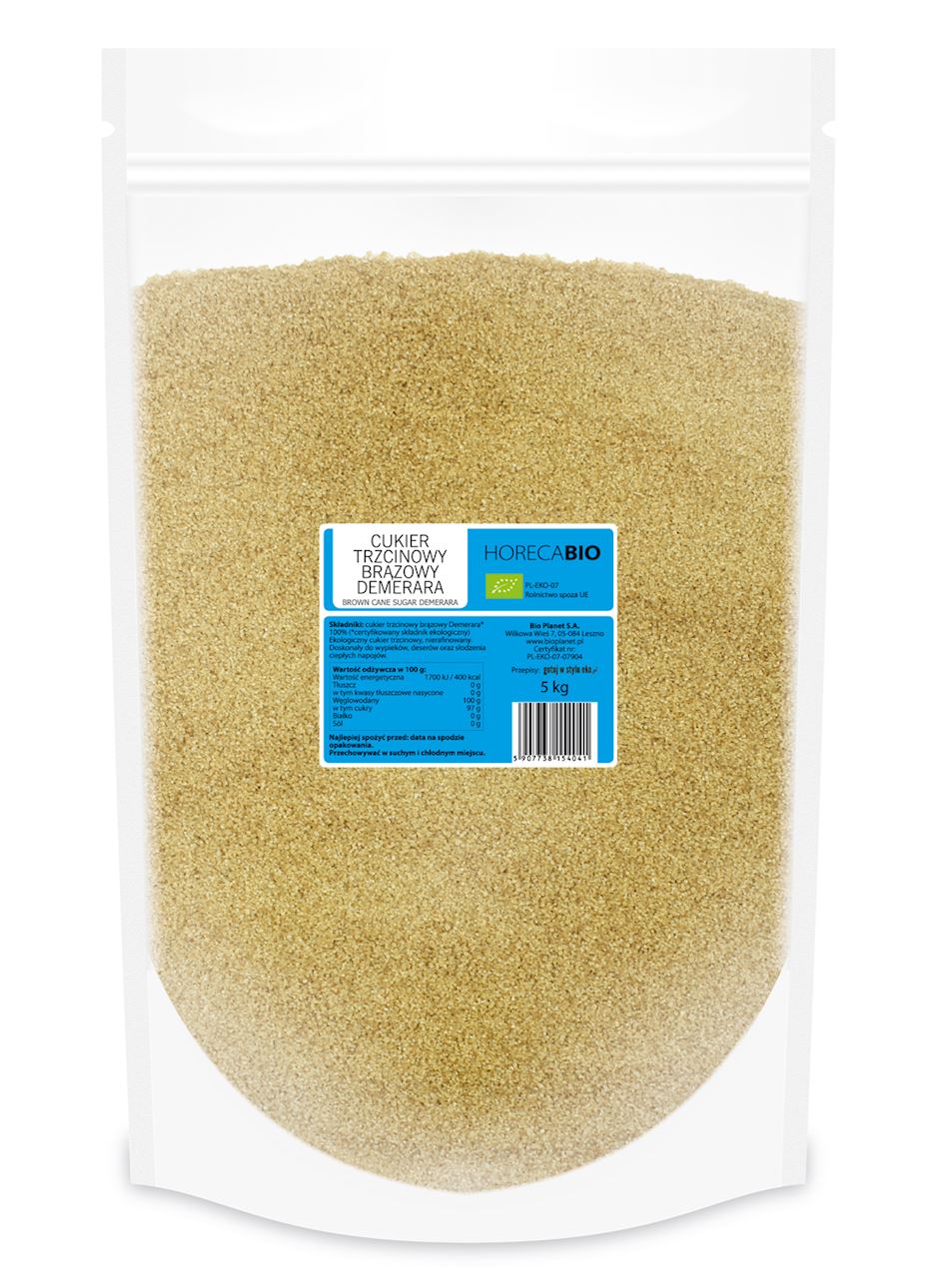 CUKIER TRZCINOWY BRĄZOWY DEMERARA BIO 5 kg - HORECA-0