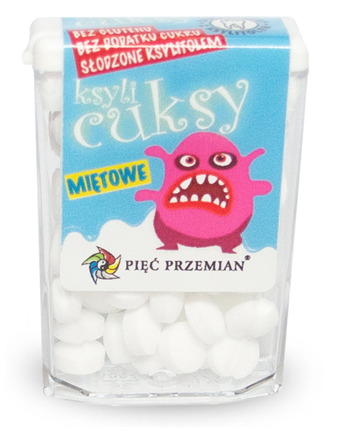 CUKIERKI Z KSYLITOLU KSYLICUKSY O SMAKU MIĘTOWYM BEZGLUTENOWE 13 g - PIĘĆ PRZEMIAN-0