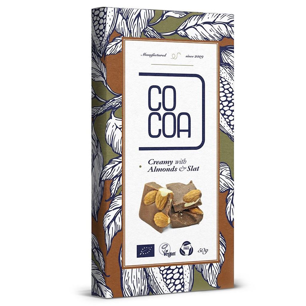 CZEKOLADA CREAMY Z MIGDAŁAMI I SOLĄ BIO 50 g - COCOA-0