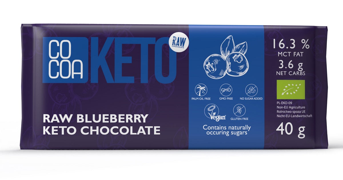 CZEKOLADA KETO Z JAGODAMI I OLEJEM MCT BEZ DODATKU CUKRU BIO 40 g - COCOA-0