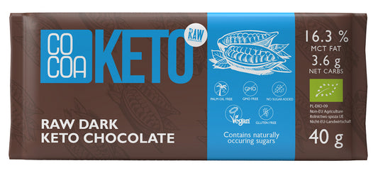 CZEKOLADA KETO Z OLEJEM MCT BEZ DODATKU CUKRU BIO 40 g - COCOA-0