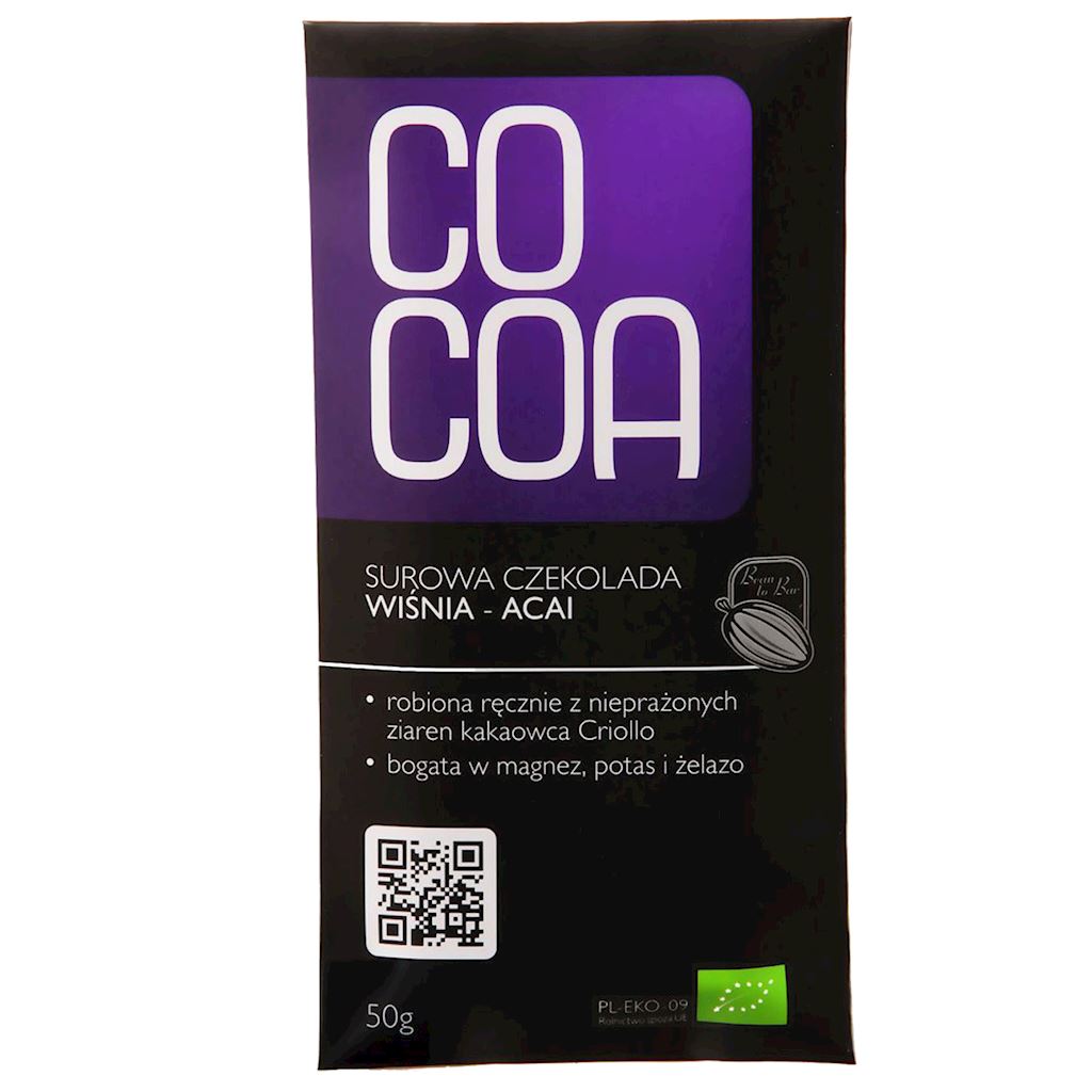 CZEKOLADA SUROWA WIŚNIA - ACAI BIO 50 g - COCOA-0