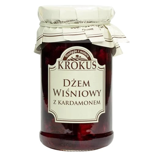 DŻEM WIŚNIOWY Z KARDAMONEM O OBNIŻONEJ ZAWARTOŚCI CUKRU BEZGLUTENOWY 235 g - KROKUS-0