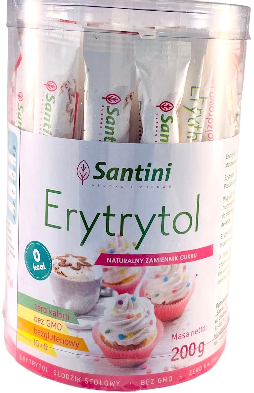 ERYTRYTOL W SASZETKACH BEZGLUTENOWY (40 x 5 g) 200 g - SANTINI-0