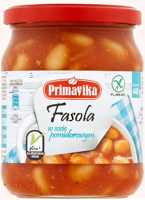 FASOLA W SOSIE POMIDOROWYM BEZGLUTENOWA 440 g - PRIMAVIKA-0