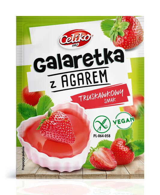 GALARETKA Z AGAREM O SMAKU TRUSKAWKOWYM BEZGLUTENOWA 45 g - CELIKO-0