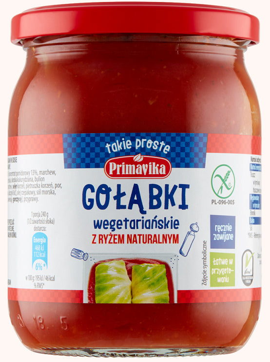 GOŁĄBKI Z RYŻEM I PIECZARKAMI W SOSIE POMIDOROWYM BEZGLUTENOWE 480 g - PRIMAVIKA-0