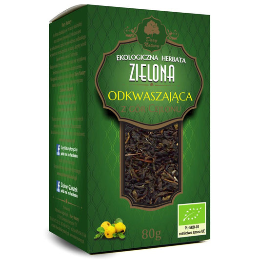 HERBATA ZIELONA ODKWASZAJĄCA BIO 80 g - DARY NATURY-0