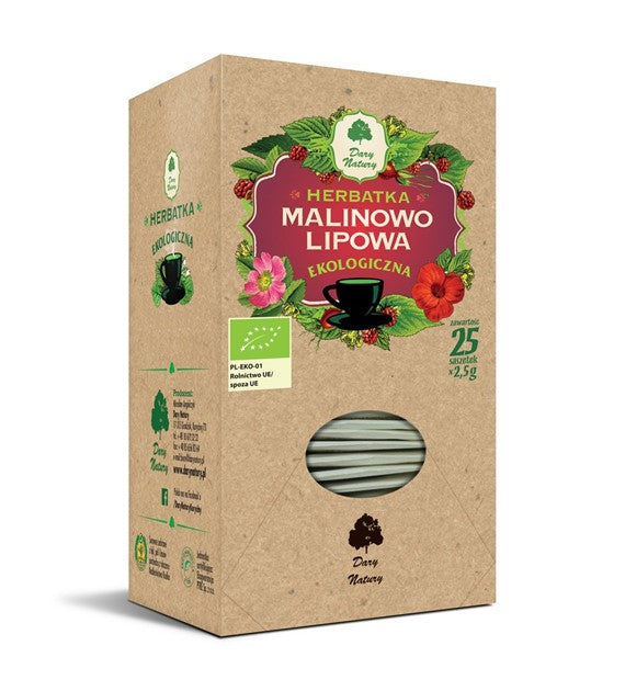 HERBATKA LIPOWO - MALINOWA BIO (25 x 2,5 g) 62,5 g - DARY NATURY-0