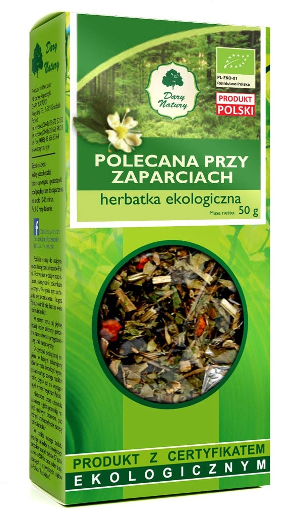 HERBATKA POLECANA PRZY ZAPARCIACH BIO 50 g - DARY NATURY-0