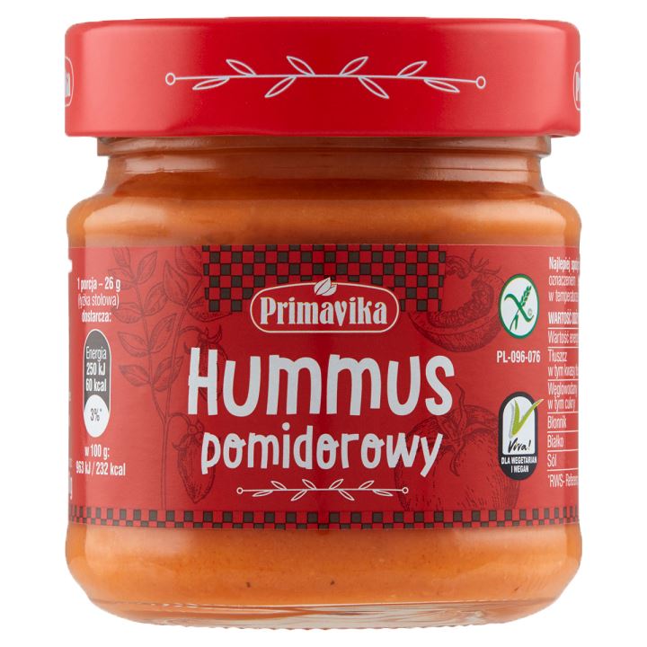 HUMMUS POMIDOROWY BEZGLUTENOWY 160 g - PRIMAVIKA-0