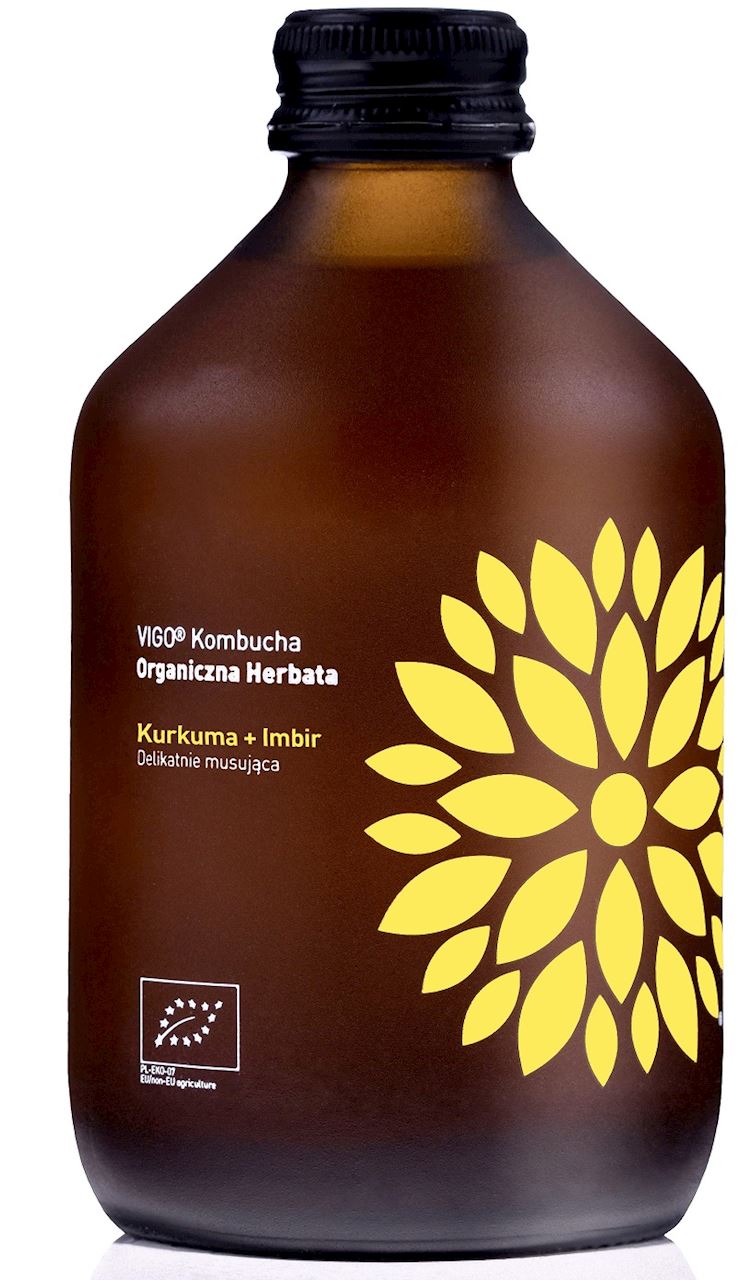 KOMBUCHA Z KURKUMĄ I IMBIREM BEZGLUTENOWA BIO 330 ml - VIGO-0