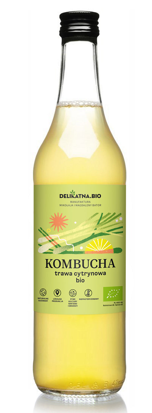 KOMBUCHA Z TRAWĄ CYTRYNOWĄ BIO 500 ml - DELIKATNA (ZAKWASOWNIA)-0