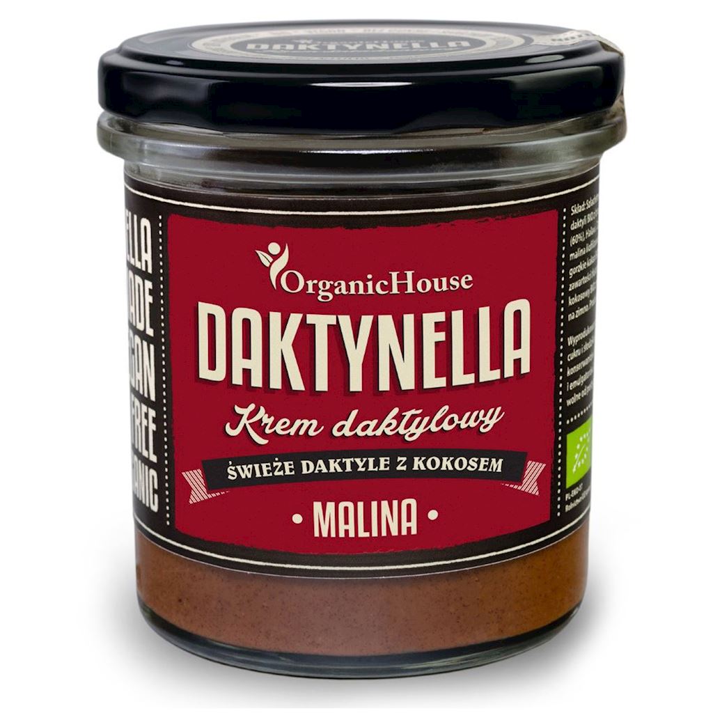 KREM KOKOSOWO - DAKTYLOWY MALINA BEZGLUTENOWY BIO 280 g - ORGANIC HOUSE (DAKTYNELLA)-0