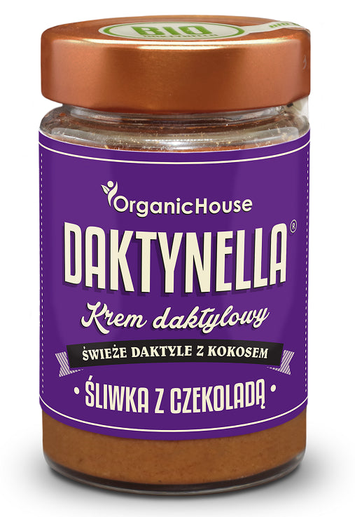 KREM KOKOSOWO - DAKTYLOWY ŚLIWKA Z CZEKOLADĄ BEZGLUTENOWY BIO 190 g - ORGANIC HOUSE (DAKTYNELLA)-0