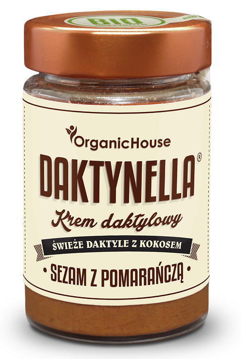 KREM KOKOSOWO - DAKTYLOWY Z SEZAMEM I POMARAŃCZĄ BEZGLUTENOWY BIO 190 g - ORGANIC HOUSE (DAKTYNELLA)-0