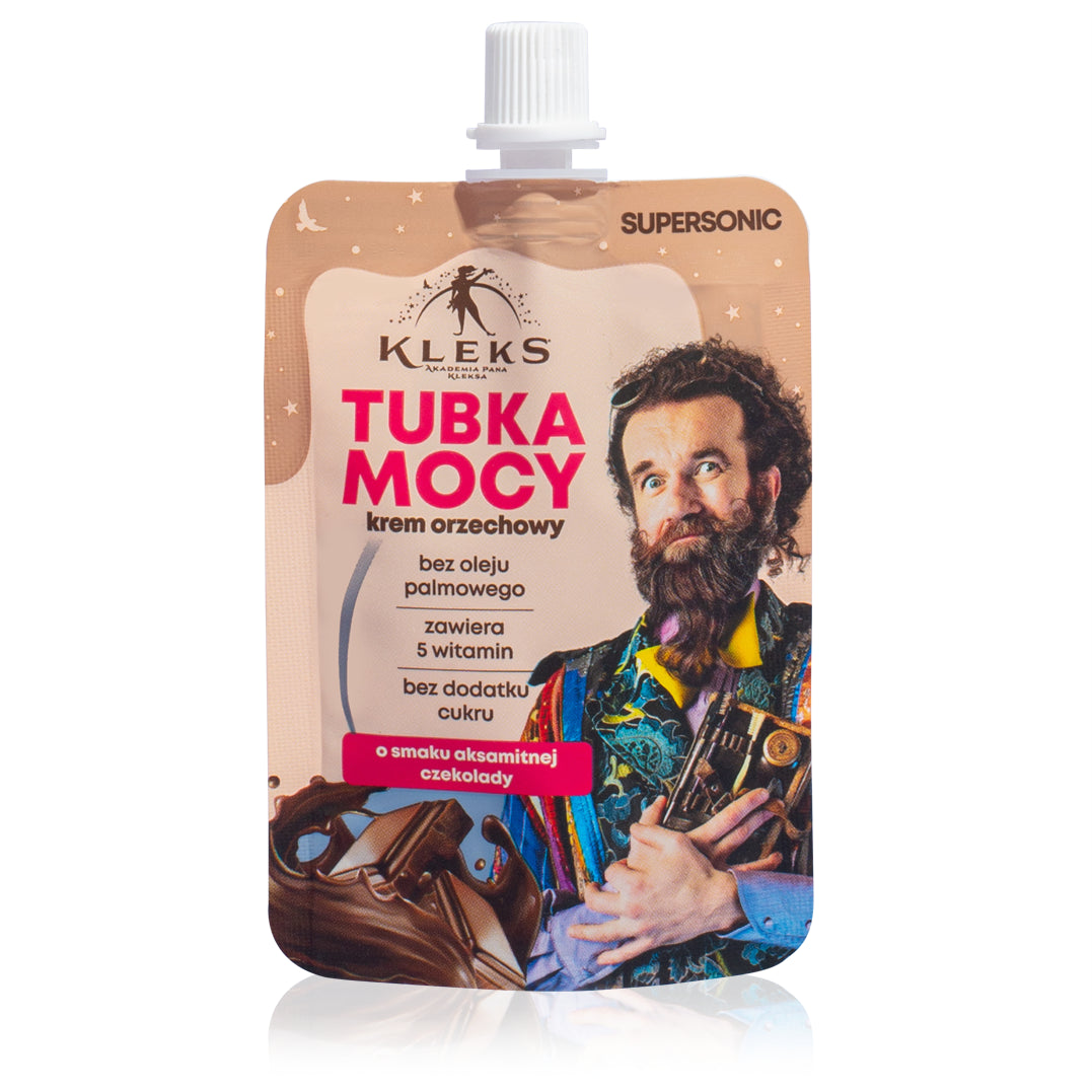 KREM ORZECHOWY TUBKA MOCY O SMAKU AKSAMITNEJ CZEKOLADY 50 g - SUPERSONIC (AKADEMIA PANA KLEKSA)-0