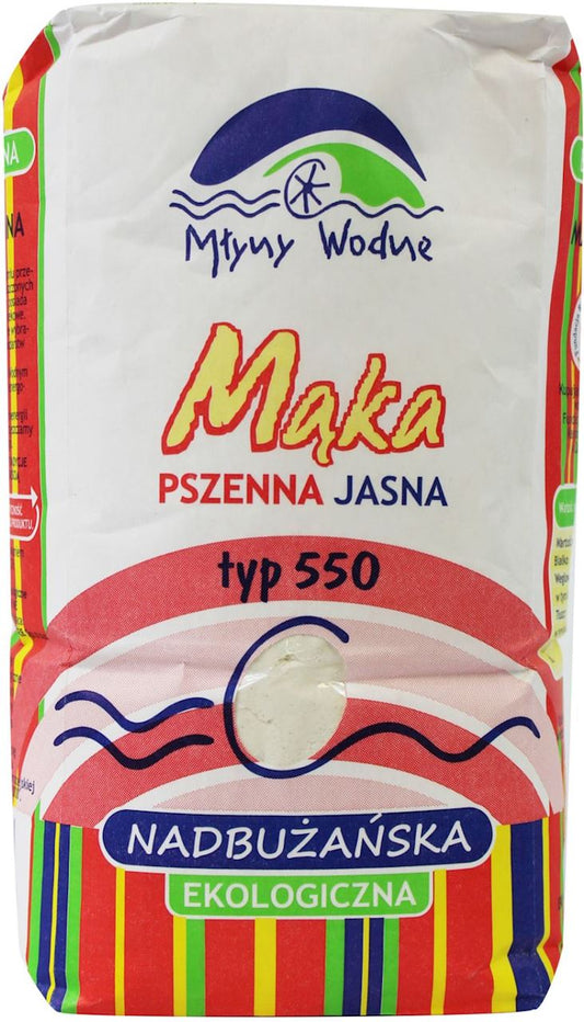 MĄKA PSZENNA JASNA NADBUŻAŃSKA TYP 550 BIO 1 kg - MŁYNY WODNE (EKO OAZA)-0