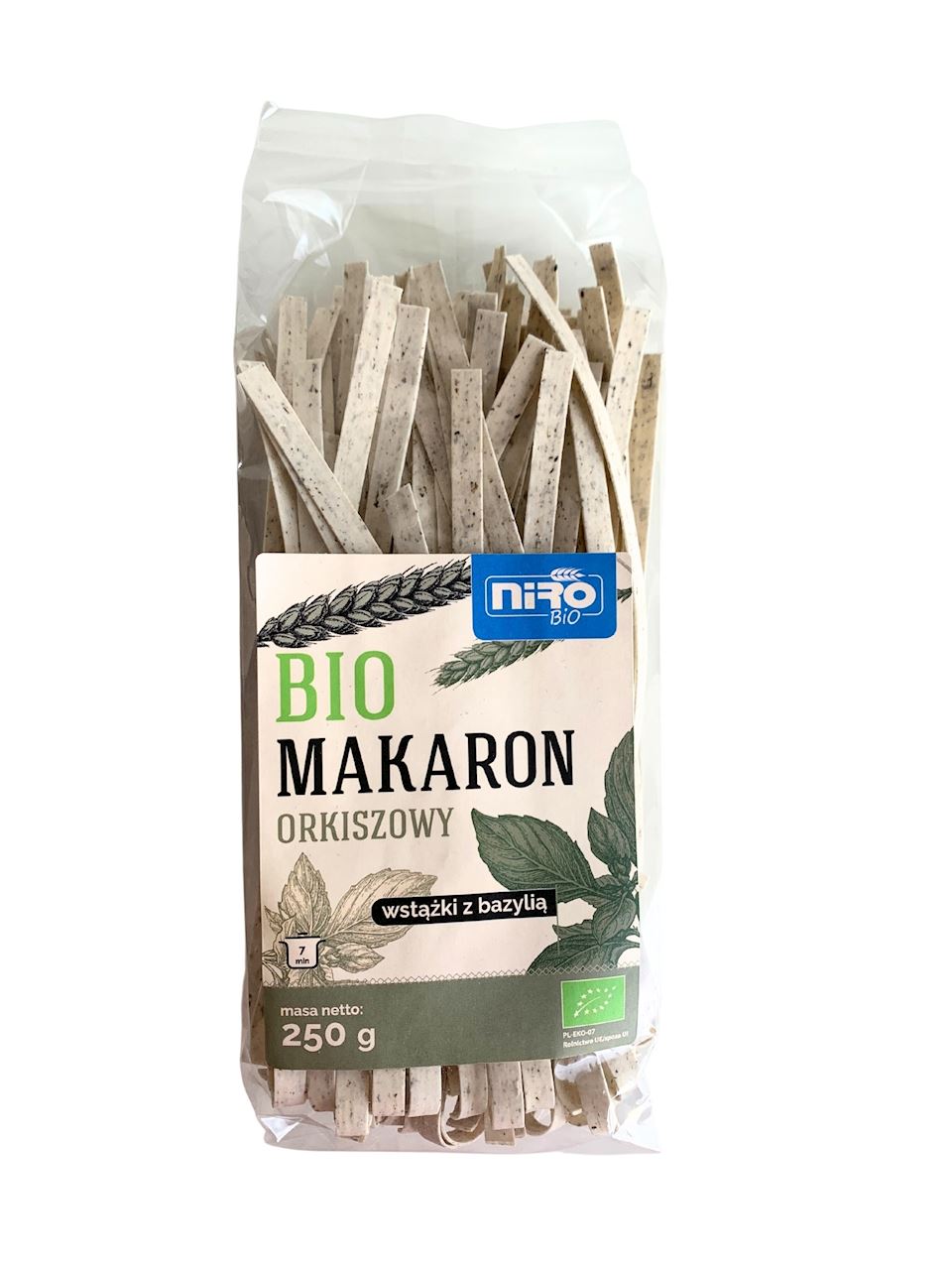 MAKARON (ORKISZOWY Z BAZYLIĄ) WSTĄŻKI BIO 250 g - NIRO-0