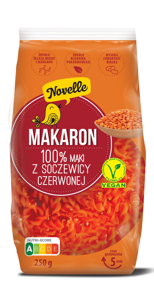 MAKARON PROTEINOWY (Z SOCZEWICY CZERWONEJ) ŚWIDERKI 250 g - NOVELLE-0