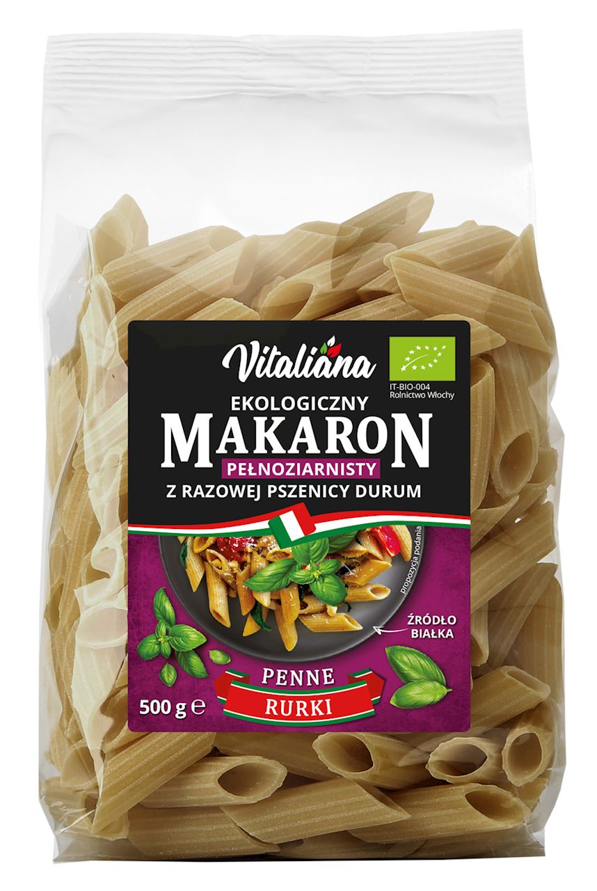 MAKARON (Z RAZOWEJ PSZENICY DURUM) PENNE BIO 500 g - VITALIANA-0