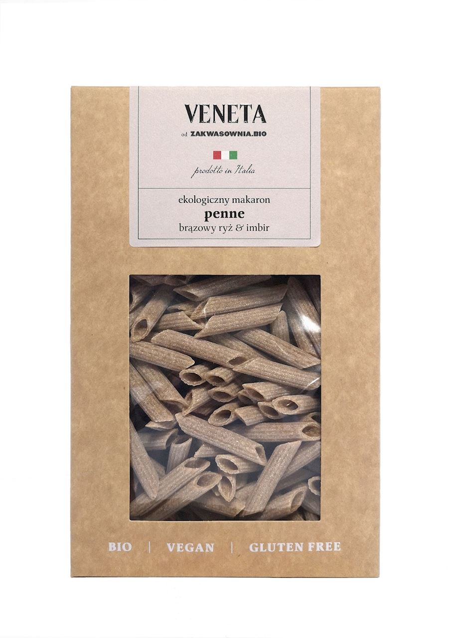 MAKARON (Z RYŻU BRĄZOWEGO Z IMBIREM) PENNE BEZGLUTENOWY BIO 250 g - ZAKWASOWNIA (VENETA)-0