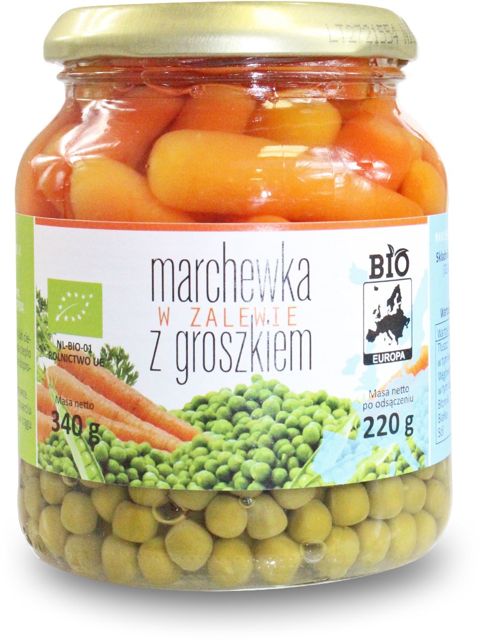 MARCHEWKA W ZALEWIE Z GROSZKIEM BIO 340 g (220 g) (SŁOIK) - BIO PLANET-0