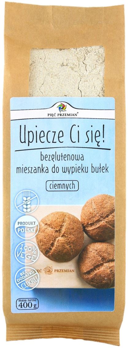 MIESZANKA DO WYPIEKU BUŁEK CIEMNYCH BEZ DODATKU CUKRÓW BEZGLUTENOWA 400 g - PIĘĆ PRZEMIAN-0