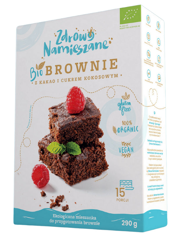 MIESZANKA NA BROWNIE Z KAKAO I CUKREM KOKOSOWYM BEZGLUTENOWA BIO 290 g - ZDROWO NAMIESZANE-0