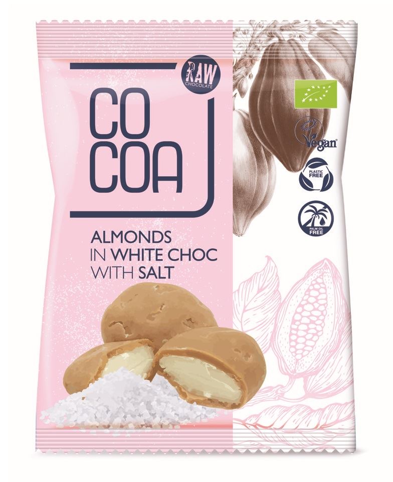 MIGDAŁY W BIAŁEJ POLEWIE Z SOLĄ BIO 70 g - COCOA-0