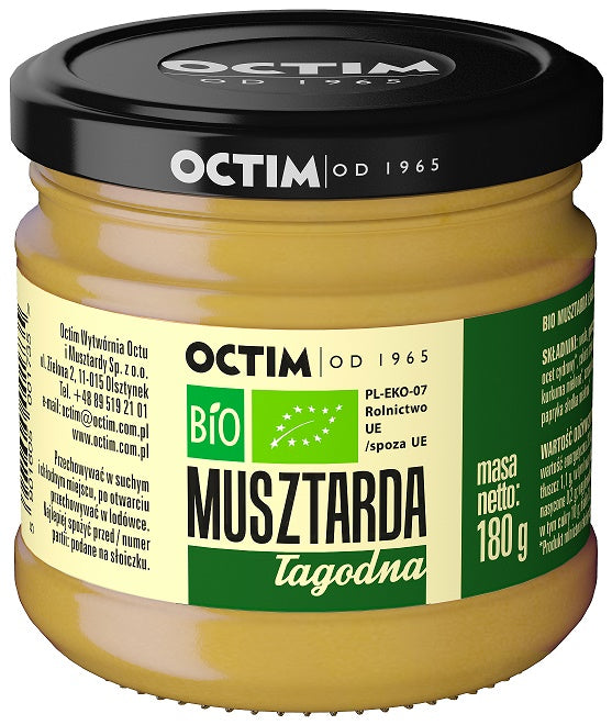 MUSZTARDA ŁAGODNA BIO 180 g - OCTIM-0