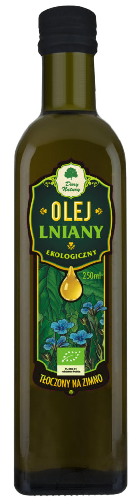 OLEJ LNIANY TŁOCZONY NA ZIMNO BIO 250 ml - DARY NATURY-0