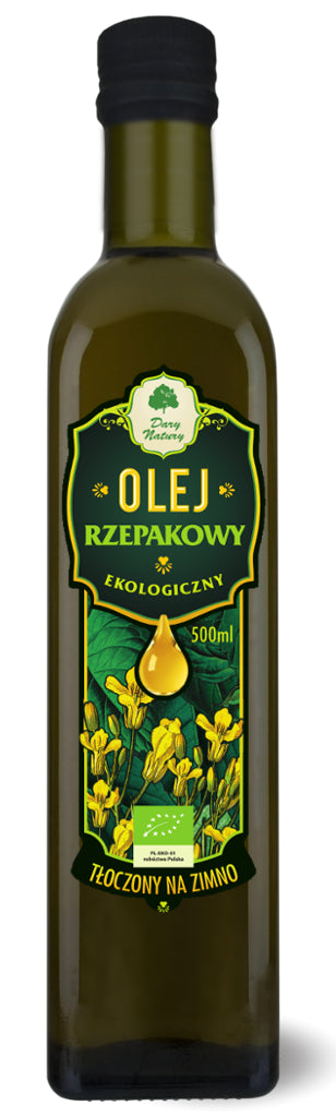 OLEJ RZEPAKOWY TŁOCZONY NA ZIMNO BIO 500 ml - DARY NATURY-0