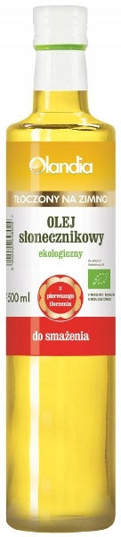 OLEJ SŁONECZNIKOWY DO SMAŻENIA TŁOCZONY NA ZIMNO BIO 500 ml - OLANDIA-0