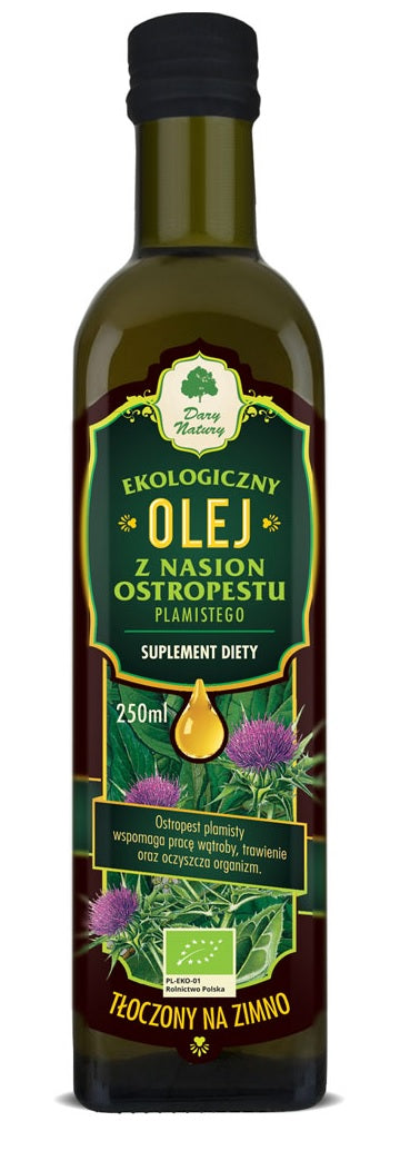 OLEJ Z OSTROPESTU PLAMISTEGO VIRGIN BIO 250 ml - DARY NATURY-0