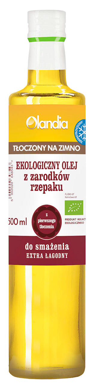 OLEJ Z ZARODKÓW RZEPAKU DO SMAŻENIA TŁOCZONY NA ZIMNO BIO 500 ml - OLANDIA-0