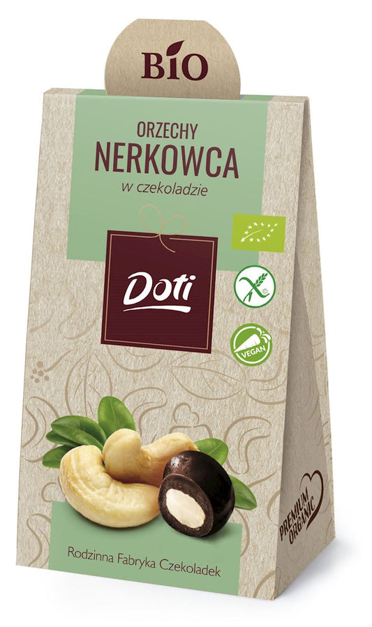 ORZECHY NERKOWCA W CZEKOLADZIE GORZKIEJ BEZGLUTENOWE BIO 50 g - DOTI-0